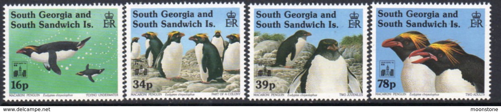 South Georgia 1994 Macaroni Penguins Hong Kong Exhibition Overprints Set Of 4, MNH, SG 243/6 - Falkland Islands