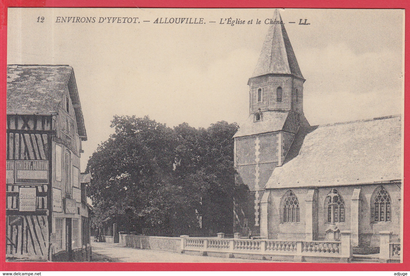 CPA-76-ALLOUVILLE -L'Eglise Et Le Chêne - ** 2 SCANS** - Allouville-Bellefosse