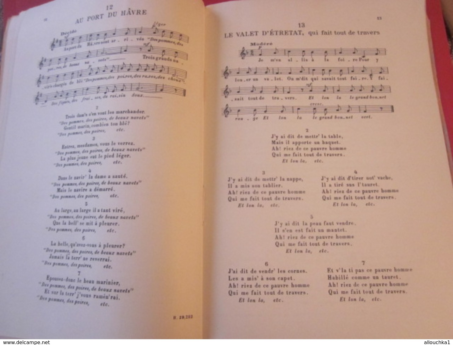 1946 ANTHOLOGIE CHANT SCOLAIRE CHANSONS POPULAIRES FRANÇAISES  ÎLE DE FRANCE-NORMANDIE  Musique-Textes Partitions