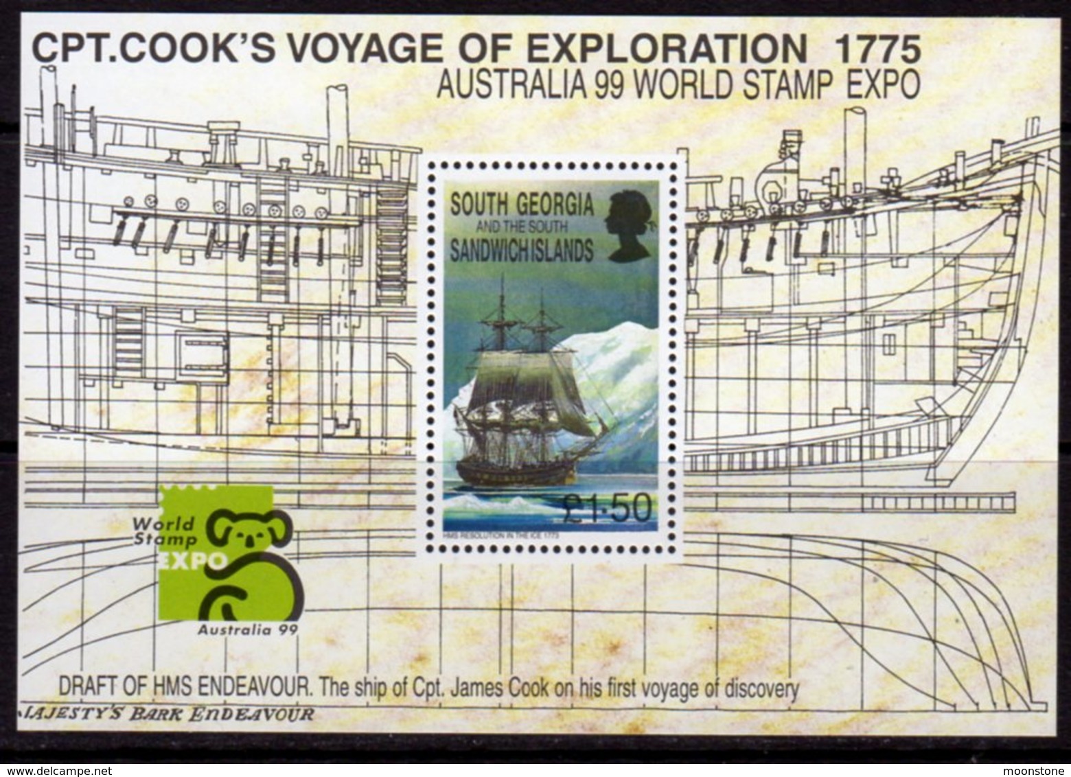 South Georgia 1999 Australia '99 Stamp Exhibition MS, MNH, SG 288 - Falkland Islands