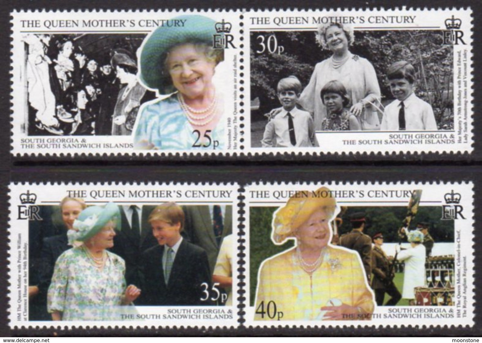 South Georgia 1999 Queen Mother's Century Set Of 4, MNH, SG 289/92 - Falkland Islands