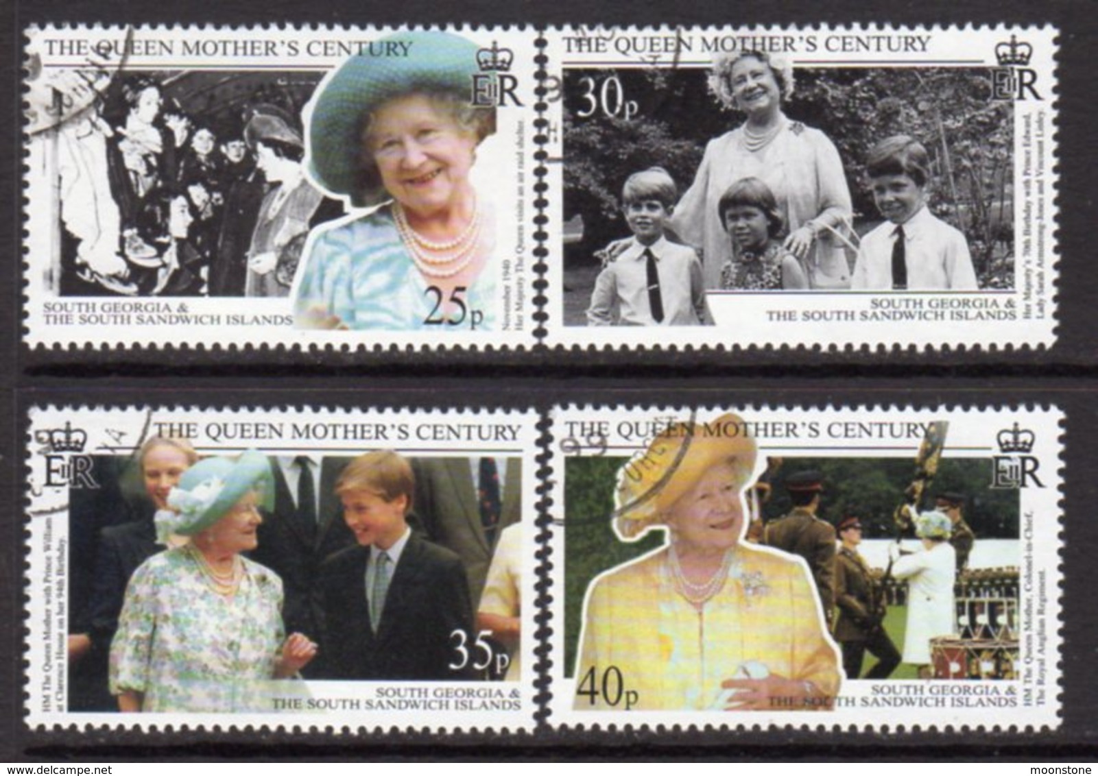 South Georgia 1999 Queen Mother's Century Set Of 4, Used, SG 289/92 - Falkland Islands