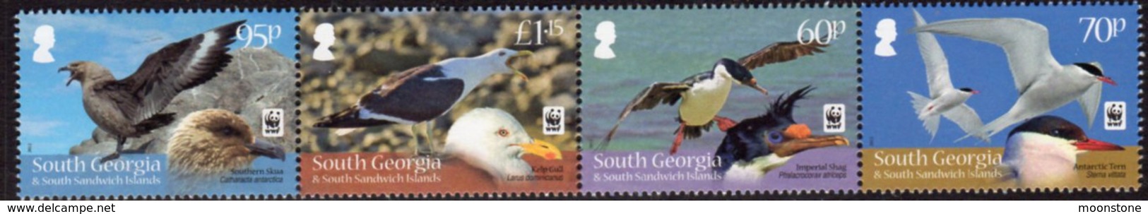 South Georgia 2012 Endangered Species, Seabirds Strip Of 4, MNH, SG 556/9 - Falkland Islands