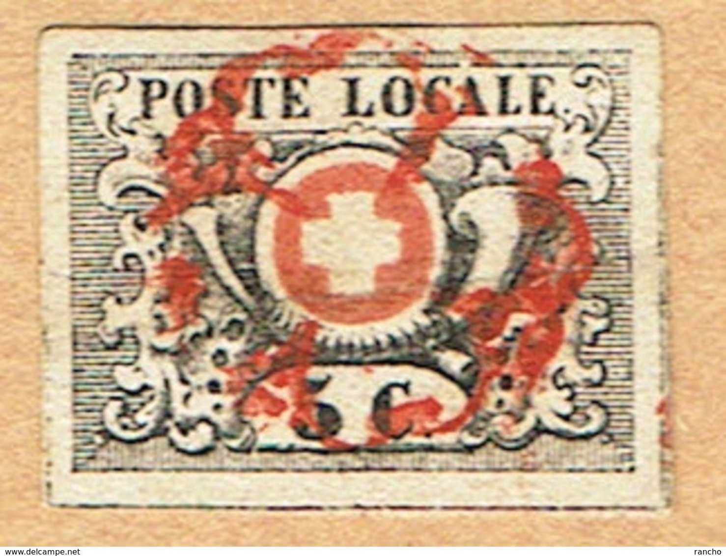 1850 TIMBRE OBLITERE REPARE C/.S.B.K. Nr:10. Y&TELLIER Nr:6. MICHEL Nr:2a. - 1843-1852 Federale & Kantonnale Postzegels