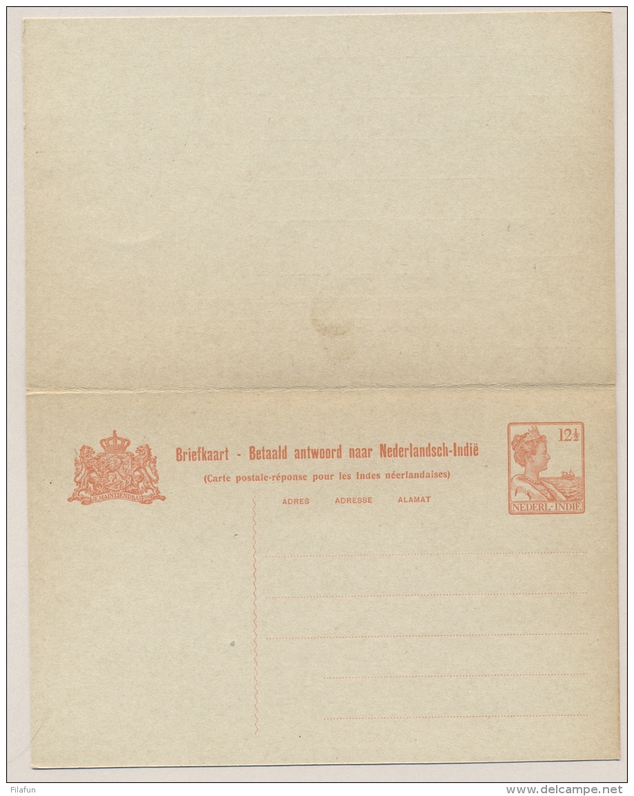 Nederlands Indië - 1925 - 12,5+12,5 Cent Wilhelmina Met Scheepje, Briefkaart G38 - H&amp;G 39 - Ongebruikt - Nederlands-Indië