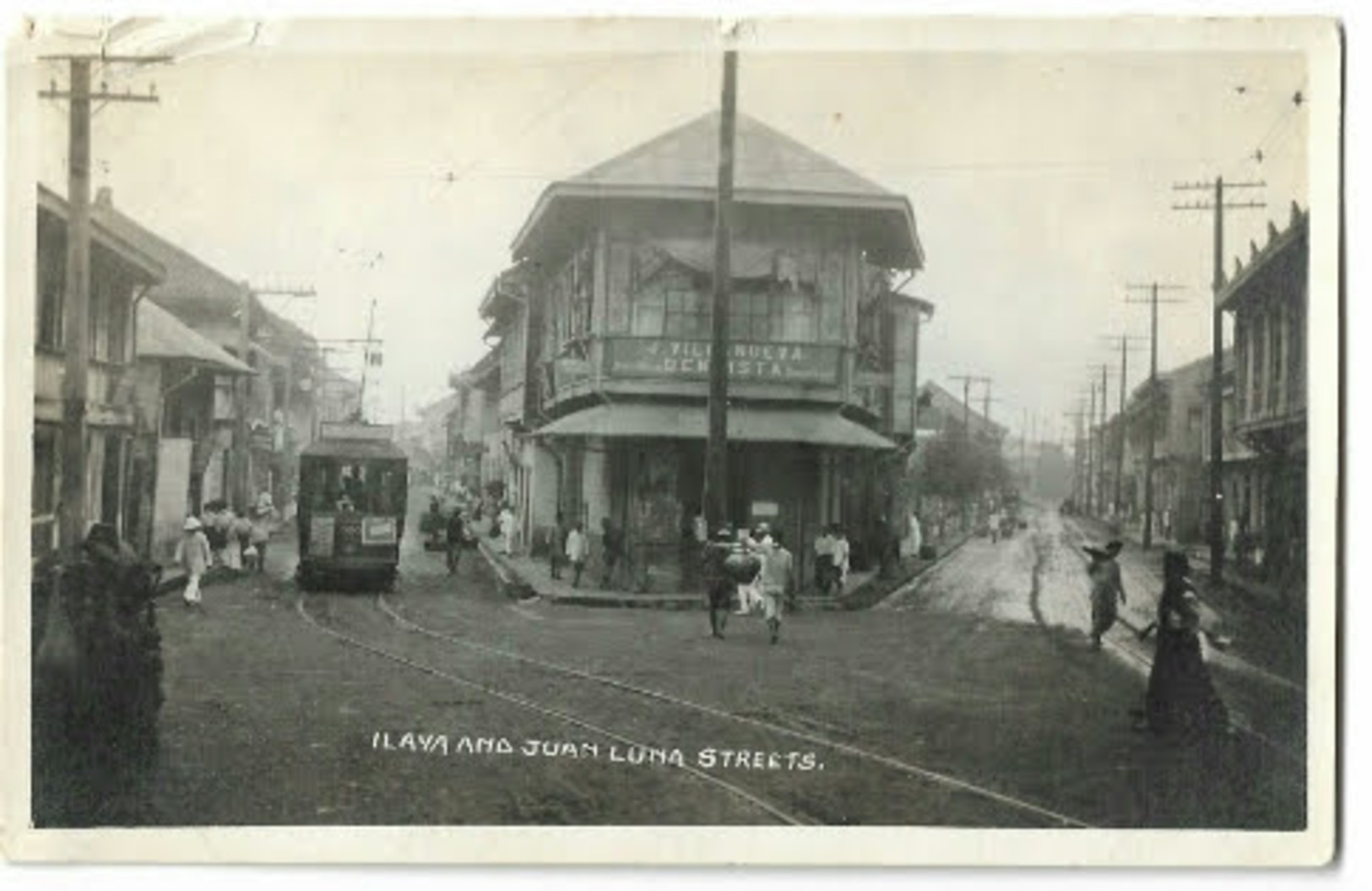 RPPC Manila Ilaya & Juan Luna Streets Trolley Dentist USA Occupied Philippines Real Photo Postcard 1908-1923 - Philippines