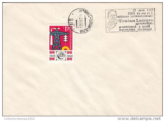 73321- NATIONAL ECONOMIC EXHIBITION, STAMP ON COVER, TRAIAN LALESCU- MATHEMATICIAN POSTMARK, 1982, ROMANIA - Cartas & Documentos