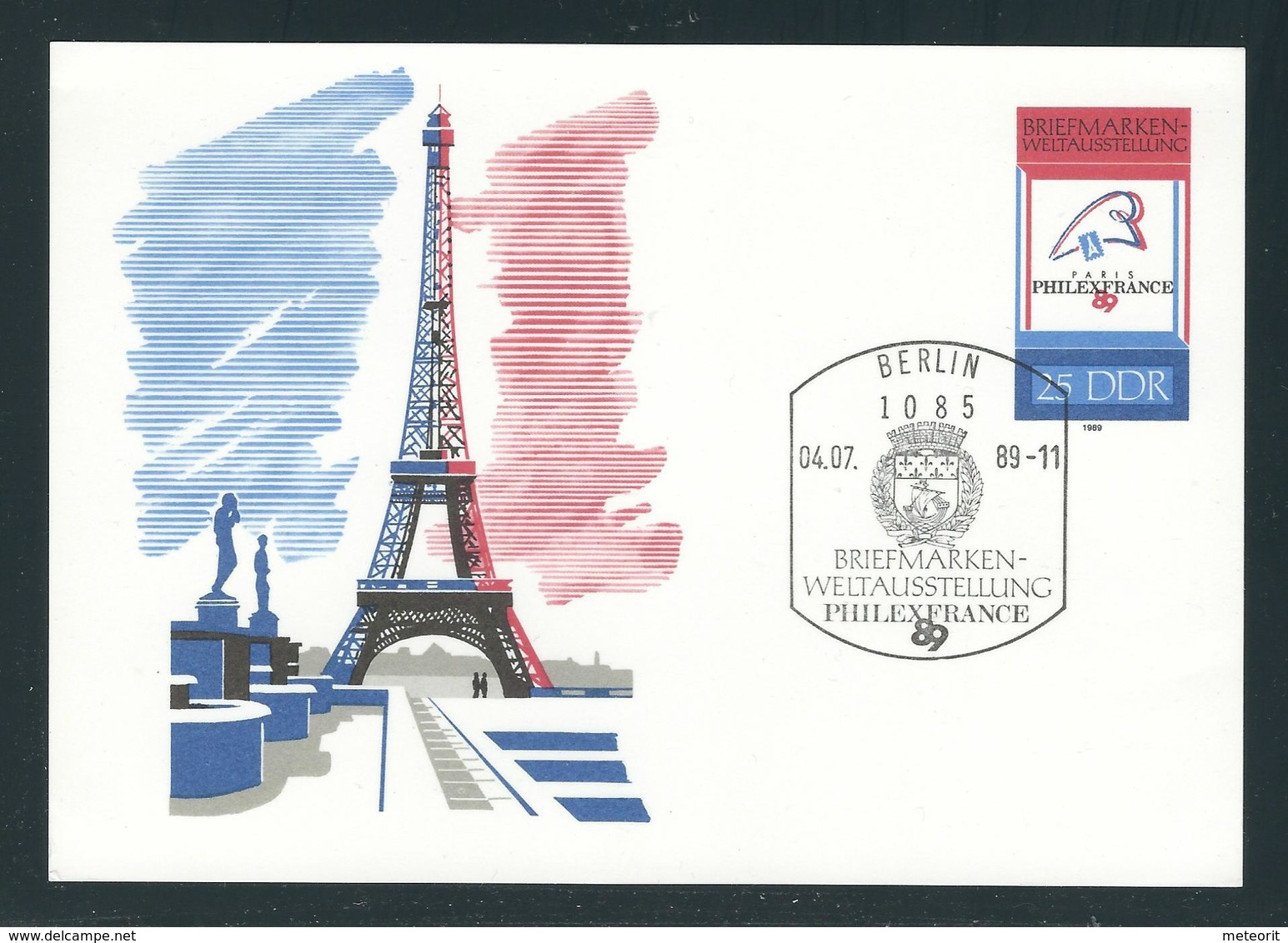 MiNr. P 102 Postkarte Weltausstellung PHILEXFRANCE 1989, Gestempelt Mit ERSTTAGSSTEMPEL 04.07.89-11 - Postales - Usados