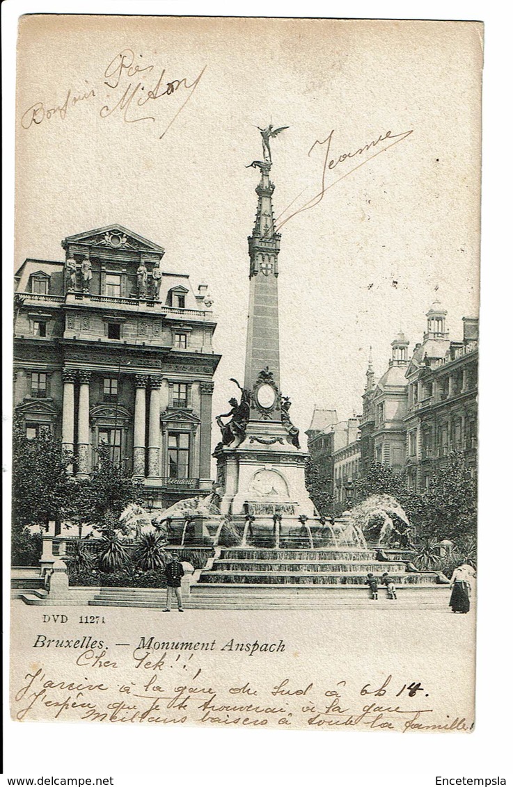 CPA - Carte Postale -BELGIQUE -Bruxelles -Monument Anspach-1908-  S2814 - Monuments, édifices