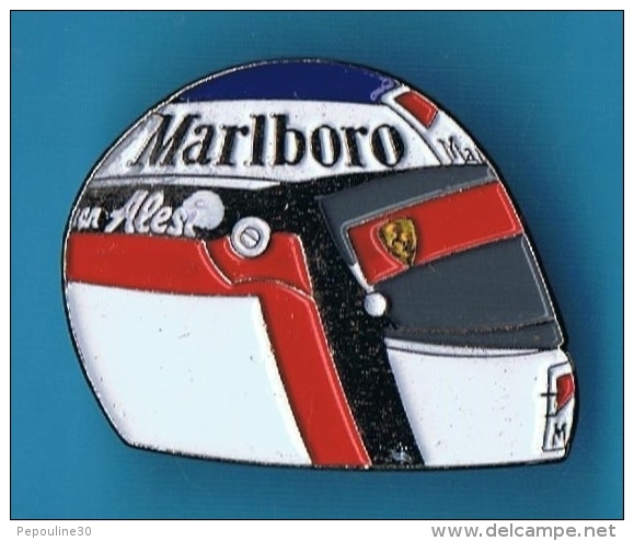 PIN'S  //  ** CASQUE ** JEAN ALESI ** 91 ** FERRARI ** MARLBORO ** - Automobile - F1