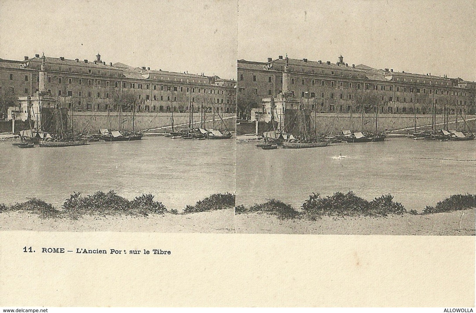 1561 " ROME - L'ANCIEN PORT SUR LE TIBRE-IL VECCHIO PORTO SUL TEVERE,BARCHE " CART. POST. STEREOSCOPICA  ORIG. NON SPED. - Ponts