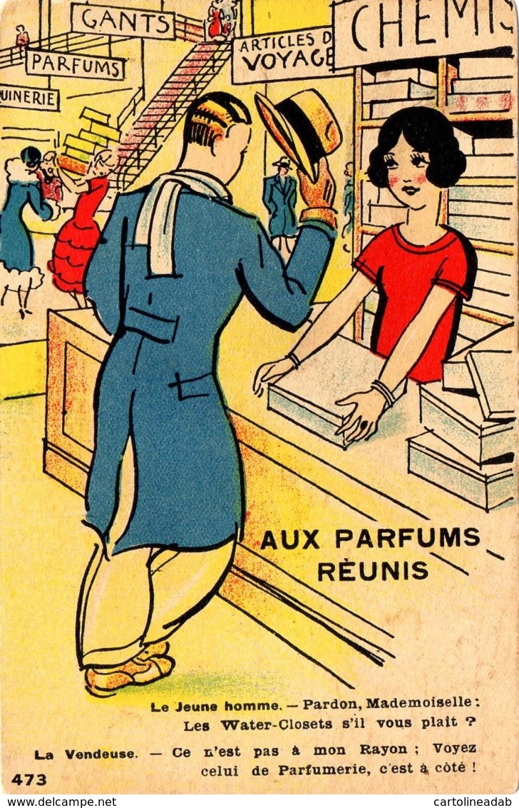 [DC7681] CPA - AUX PARFUMS REUNIS - INCONTRO DI FRAGRANZE - Non Viaggiata - Old Postcard - Humor