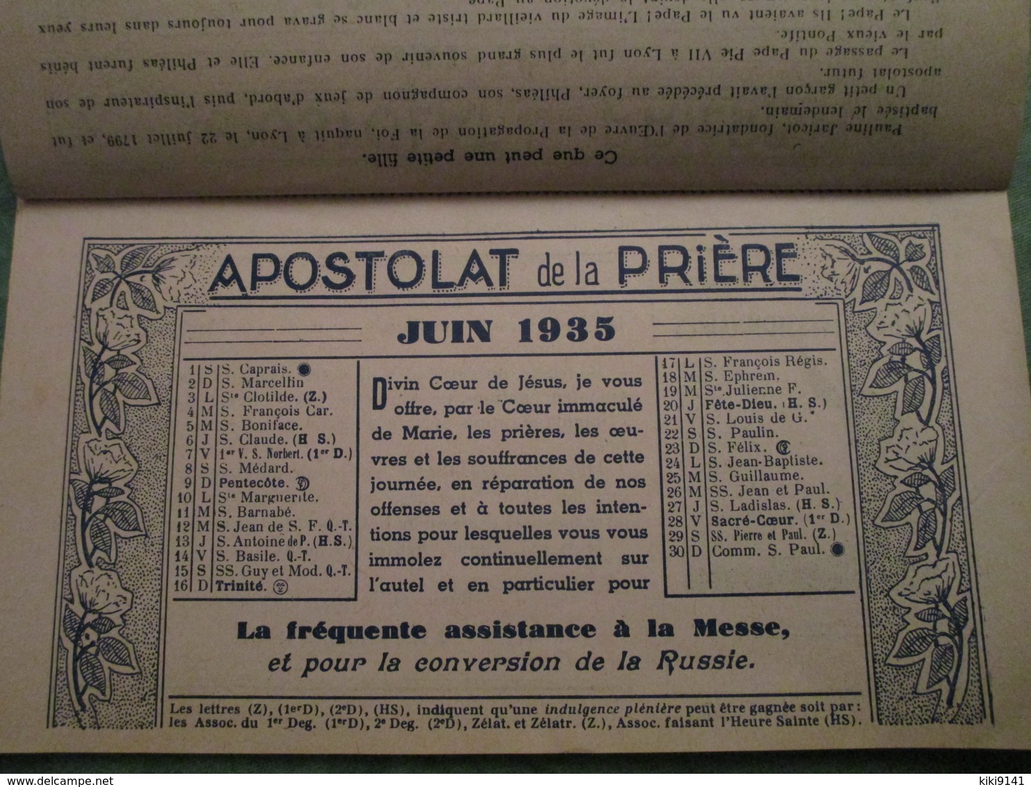 APOSTOLAT DE LA PRIERE - 1935 - Grand Format : 1921-40