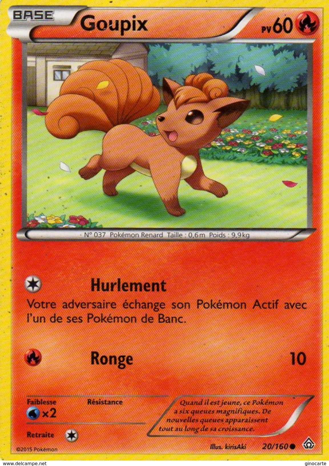 Carte Pokemon 20/160 Goupix 60pv 2015 - Other & Unclassified