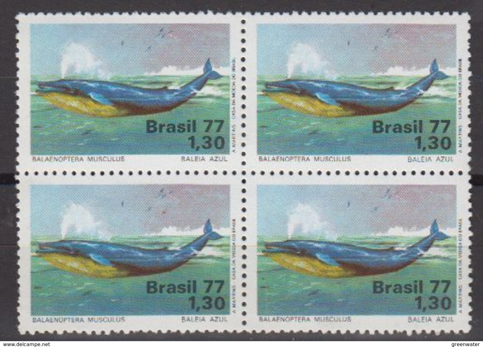 Brazil 1977 Blue Whale 1v Bl Of 4 ** Mnh (40976A) - Ongebruikt