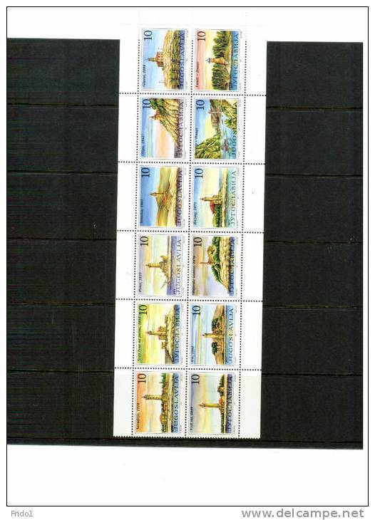 Jugoslawien / Yugoslavia / Yougoslavie 1991 Michel  2490-2501 Leuchttuerme / Lighthouses Postfrisch / Unmounted Mint - Leuchttürme