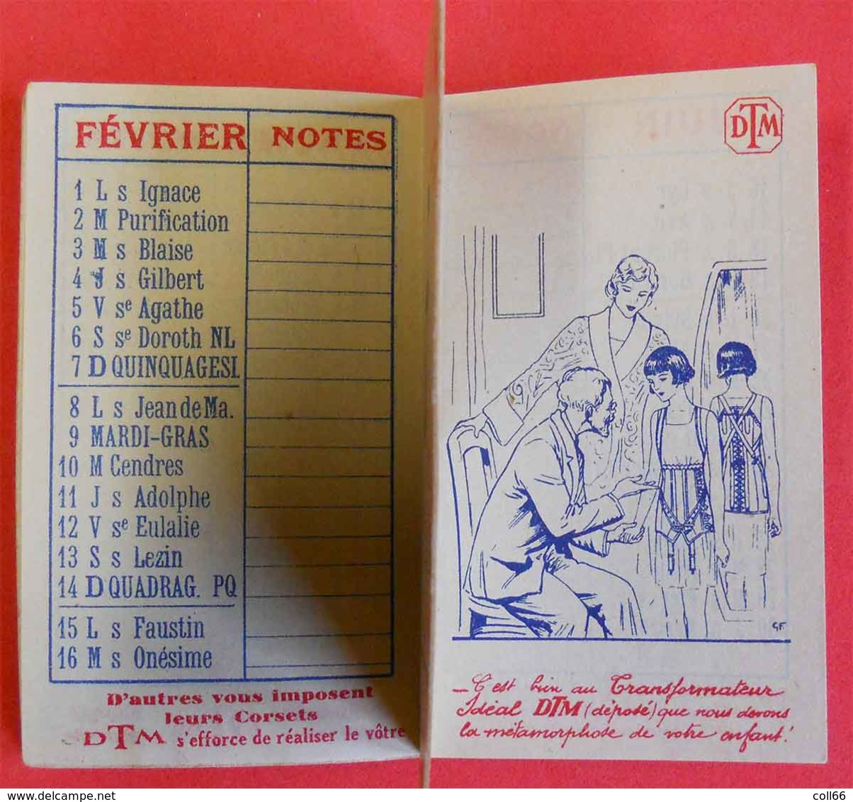 Calendrier 1932 Pub DTM Tennis Corsets Ceintures Soutiens-gorges Mlle Beguet Bonneterie à Bourg - Petit Format : 1921-40