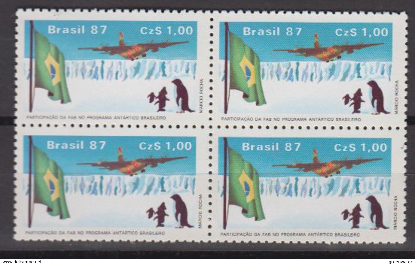 Brazil 1987 Antarctica 1v Bl Of 4 ** Mnh (40977B) - Ongebruikt