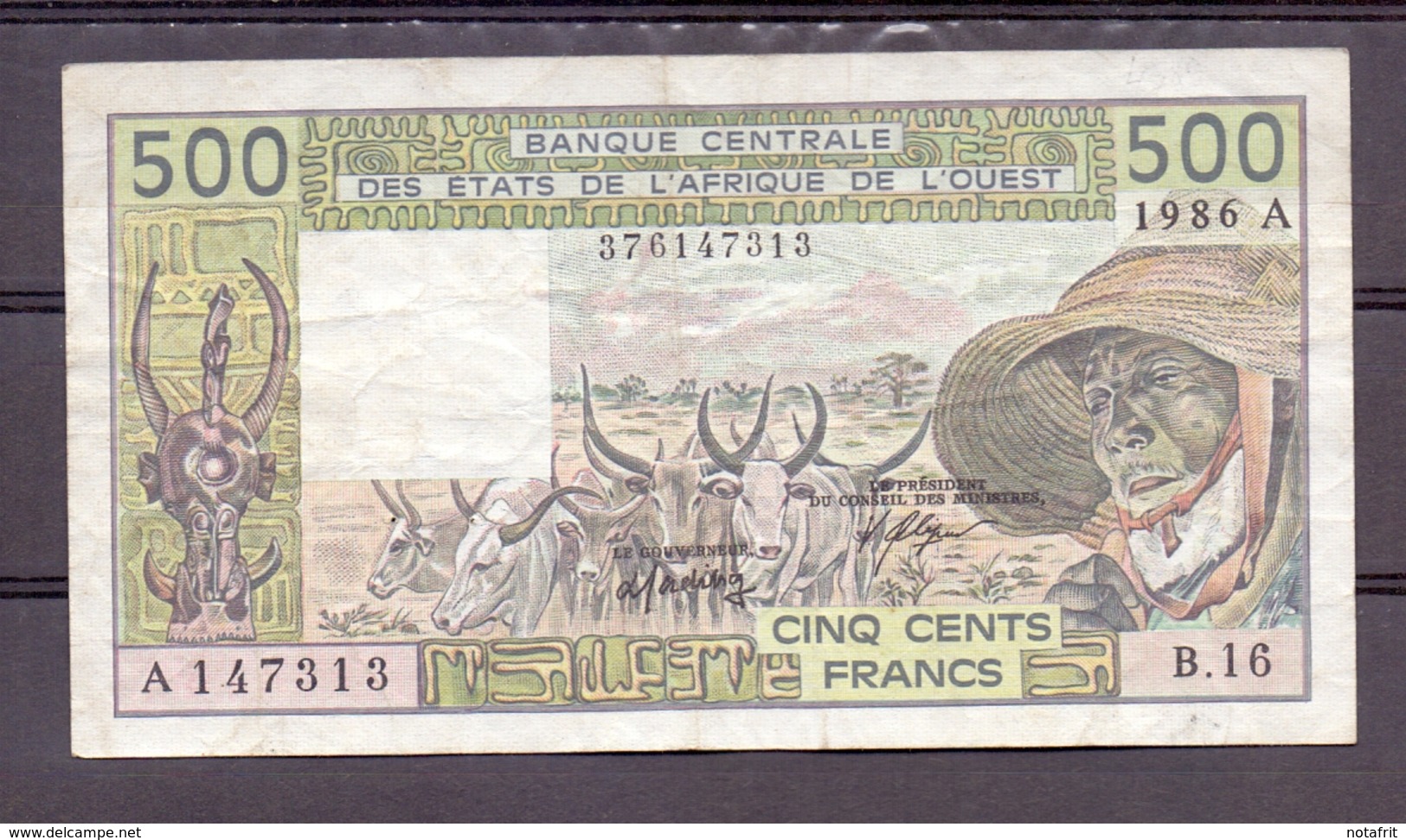 Ivory Coast  AOF 500 Fr 1986 Vf - West-Afrikaanse Staten