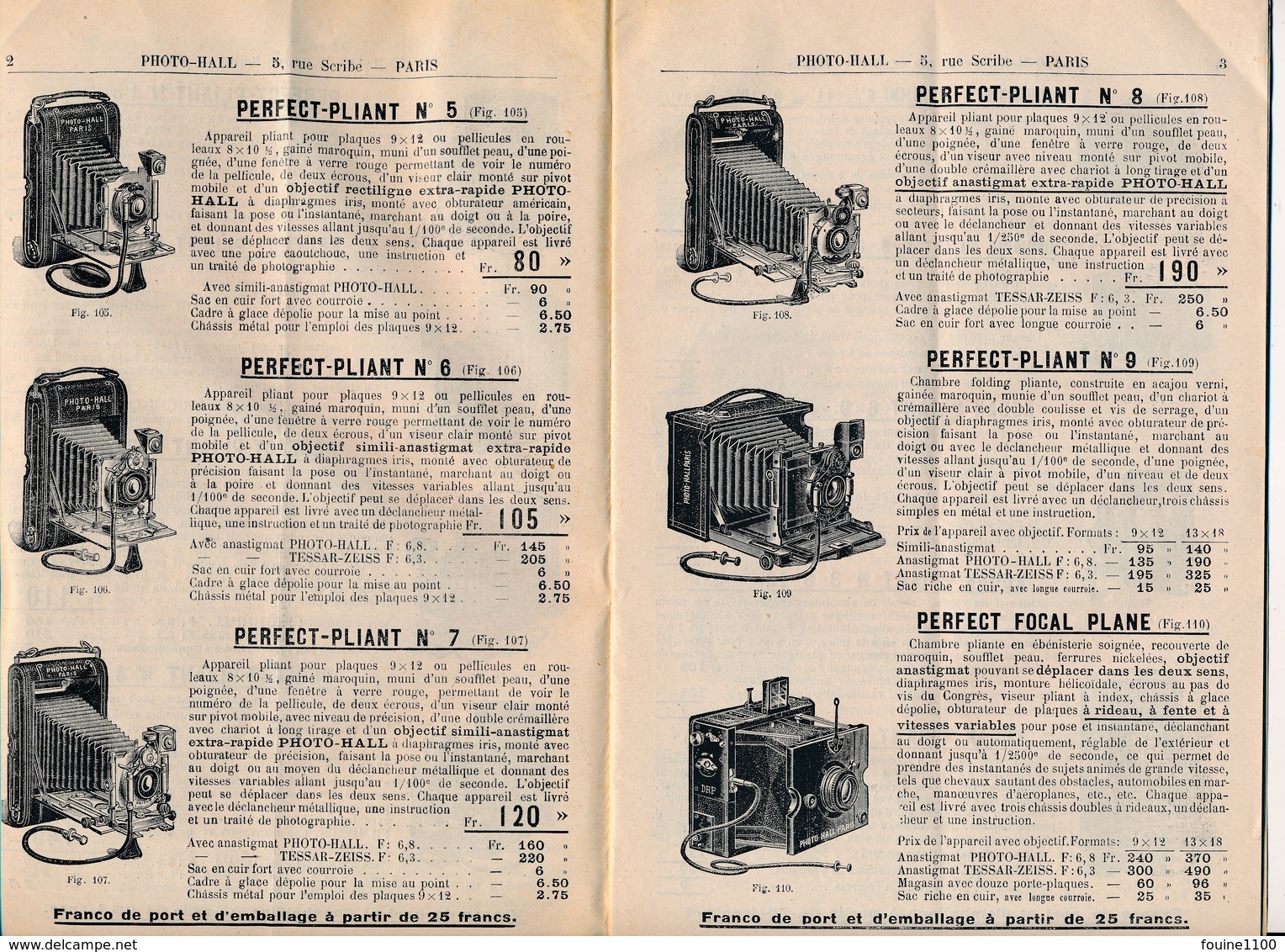 Catalogue Matériel Appareils Photographiques  Lampes électriques  Jumelles  PHOTO HALL  Année 1911 - Matériel & Accessoires