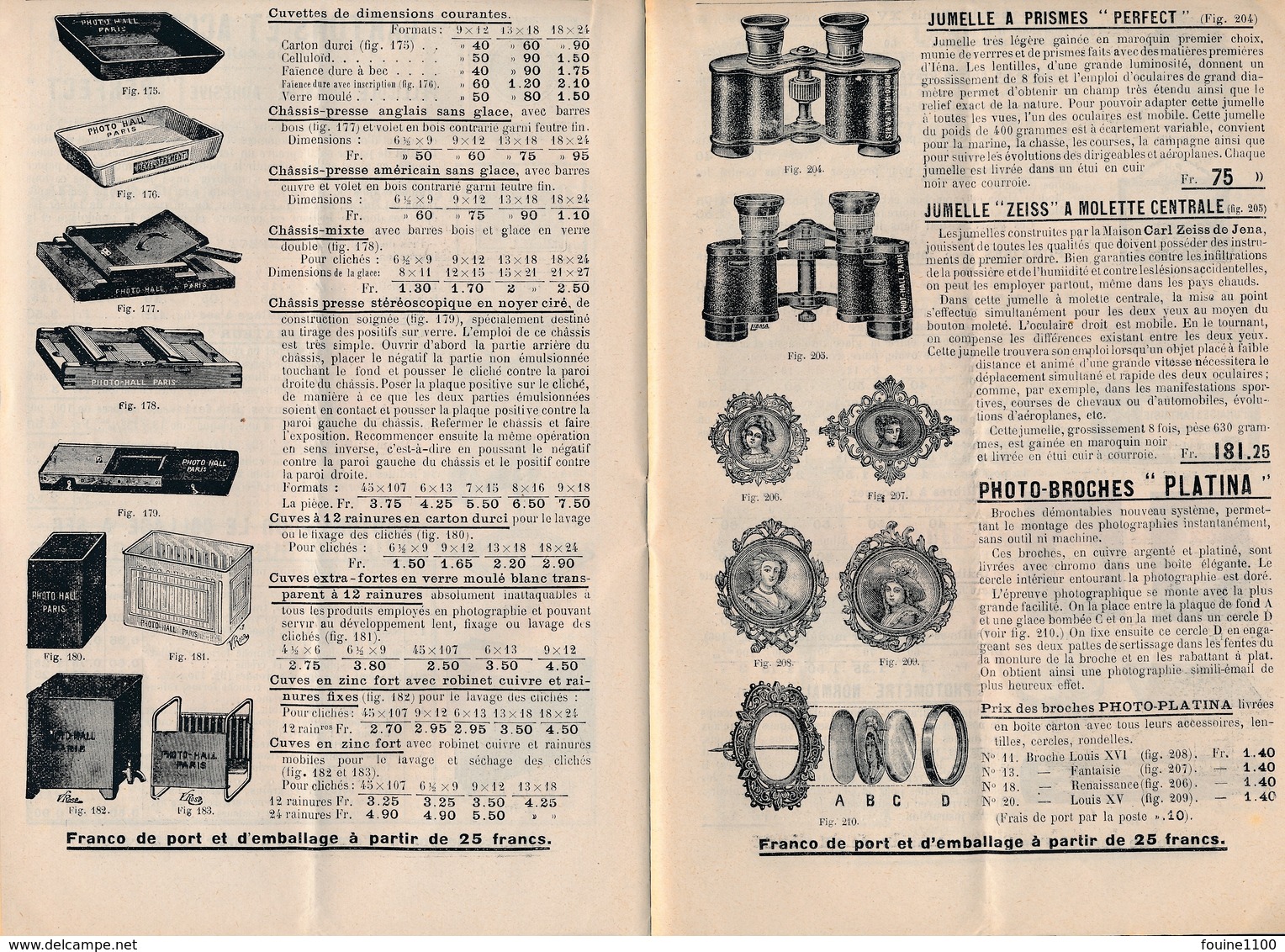 Catalogue Matériel Appareils Photographiques  Lampes électriques  Jumelles  PHOTO HALL  Année 1911 - Matériel & Accessoires