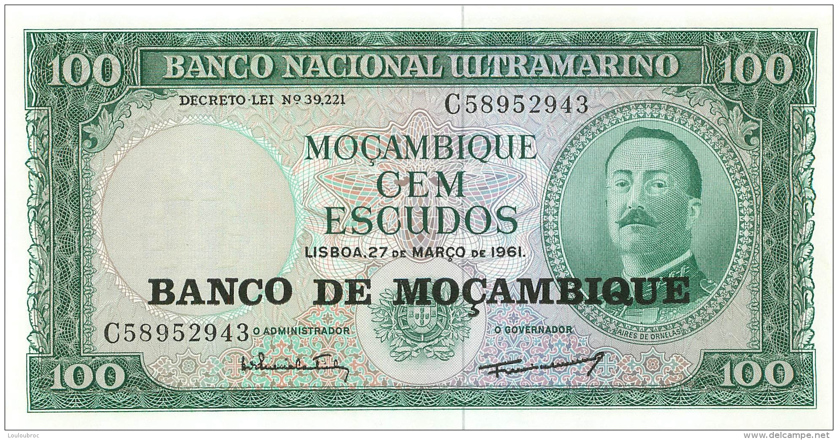 BILLET  MOZAMBIQUE  100 ESCUDOS - Mozambique