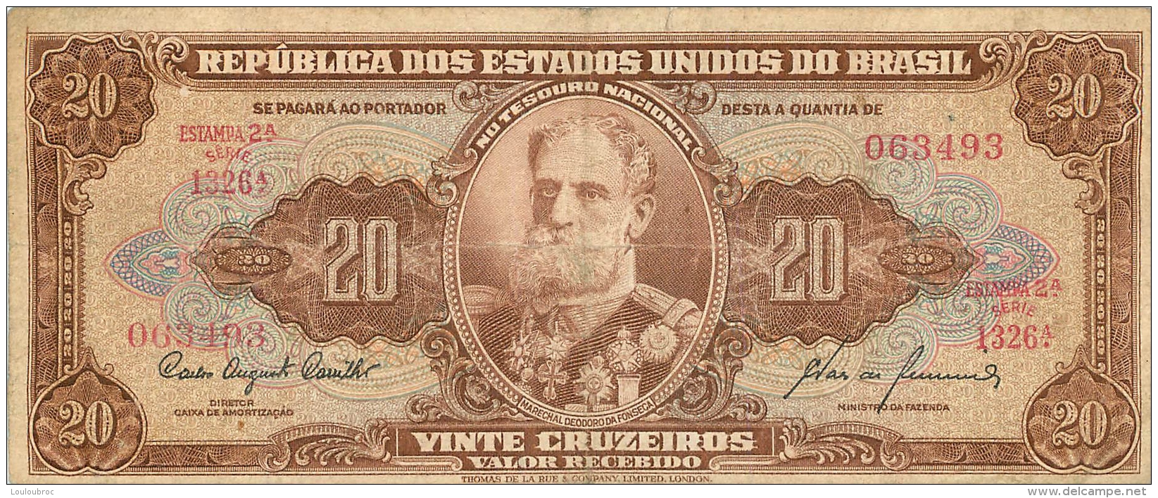 BILLET  BRASIL BRESIL 20  VINTE CRUZEIROS - Brasil