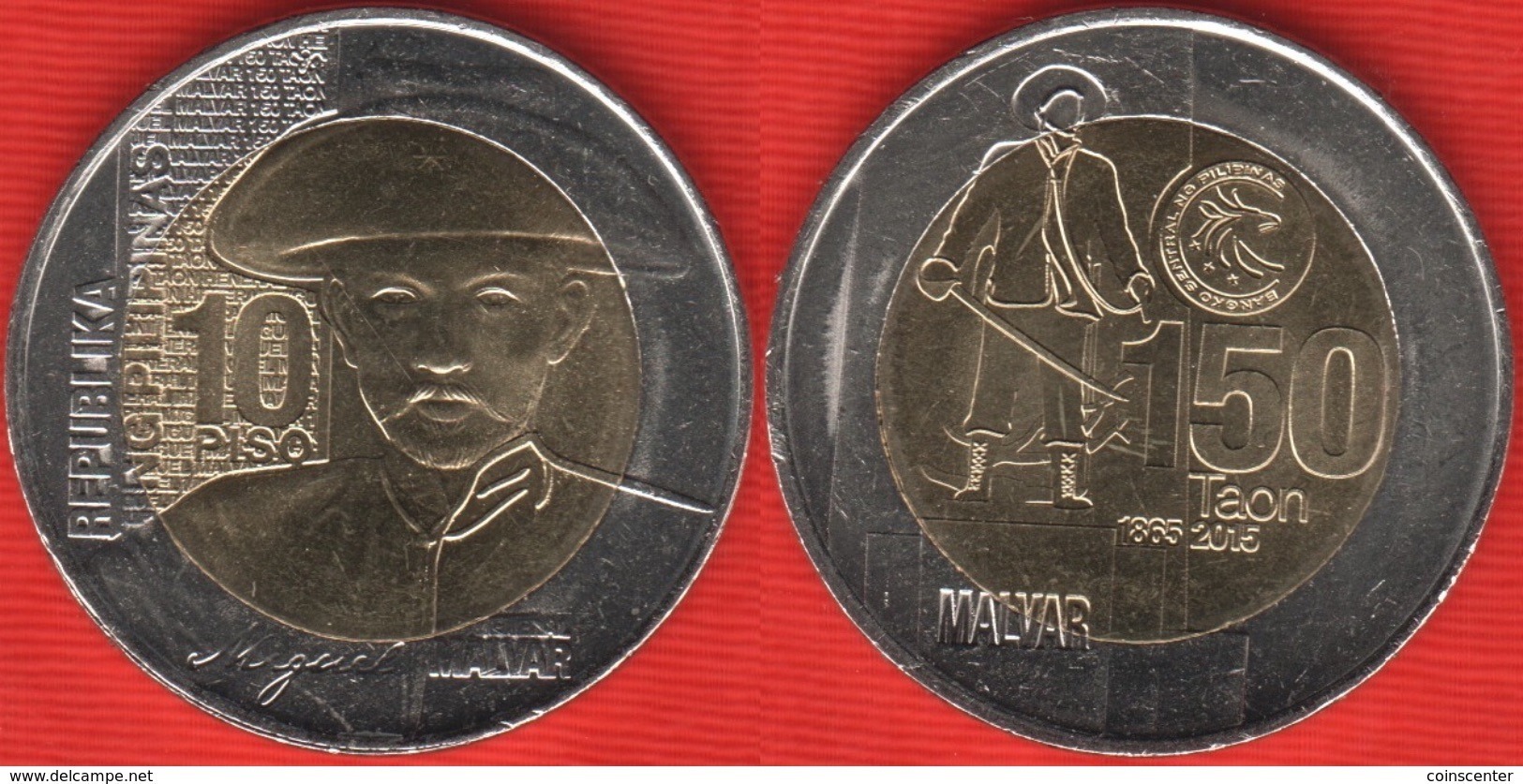 Philippines 10 Piso 2015 "Miguel Malvar" BiMetallic UNC - Filippine