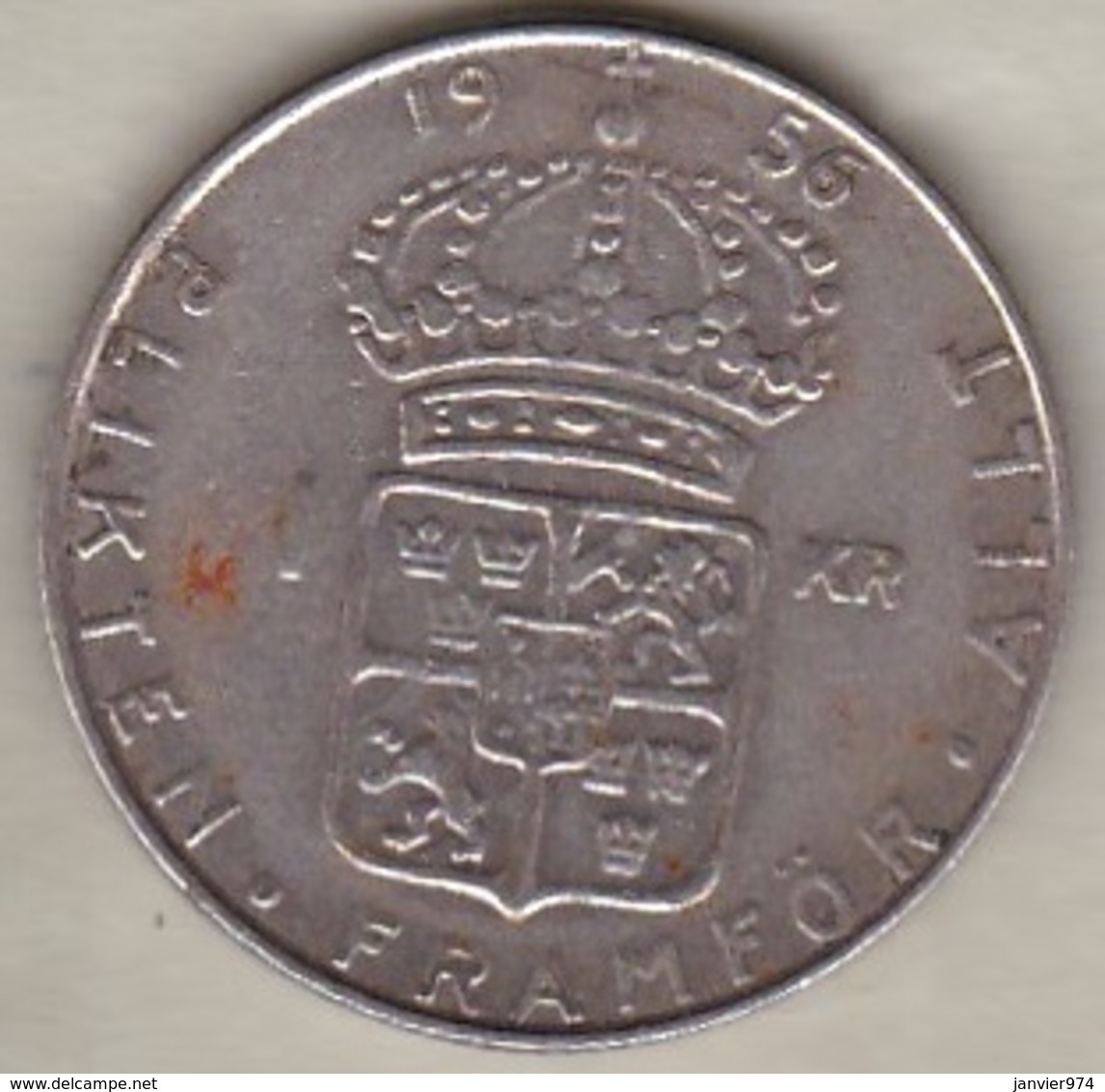 Sweden 1 Krona 1956 TS Gustaf VI , En Argent . KM# 826 - Sweden