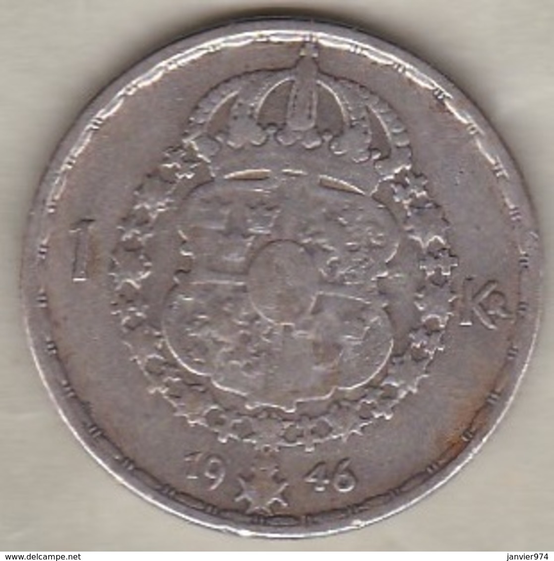 Sweden 1 Krona 1946 TS Gustaf V , En Argent . KM# 814 - Suède