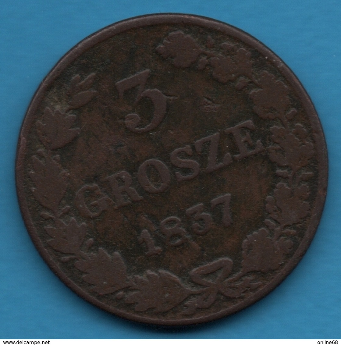 POLAND 3 Grosze 1837 Russian Rule Nikolai I Warszawa Mint - Polonia