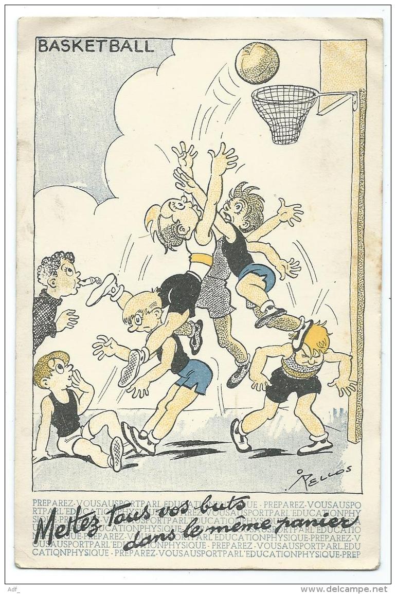 CP DESSIN ILLUSTRATION BASKET BALL, BASKETBALL, DESSINATEUR PELLOS, METTEZ TOUS VOS BUTS DANS LE MEME PANIER - Pallacanestro