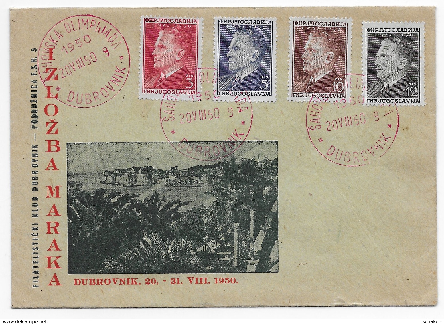 Yugo-Slavia 1950; Chess Ajedrez Olympiad Stampset On Cover With FDC Cancel - Other & Unclassified