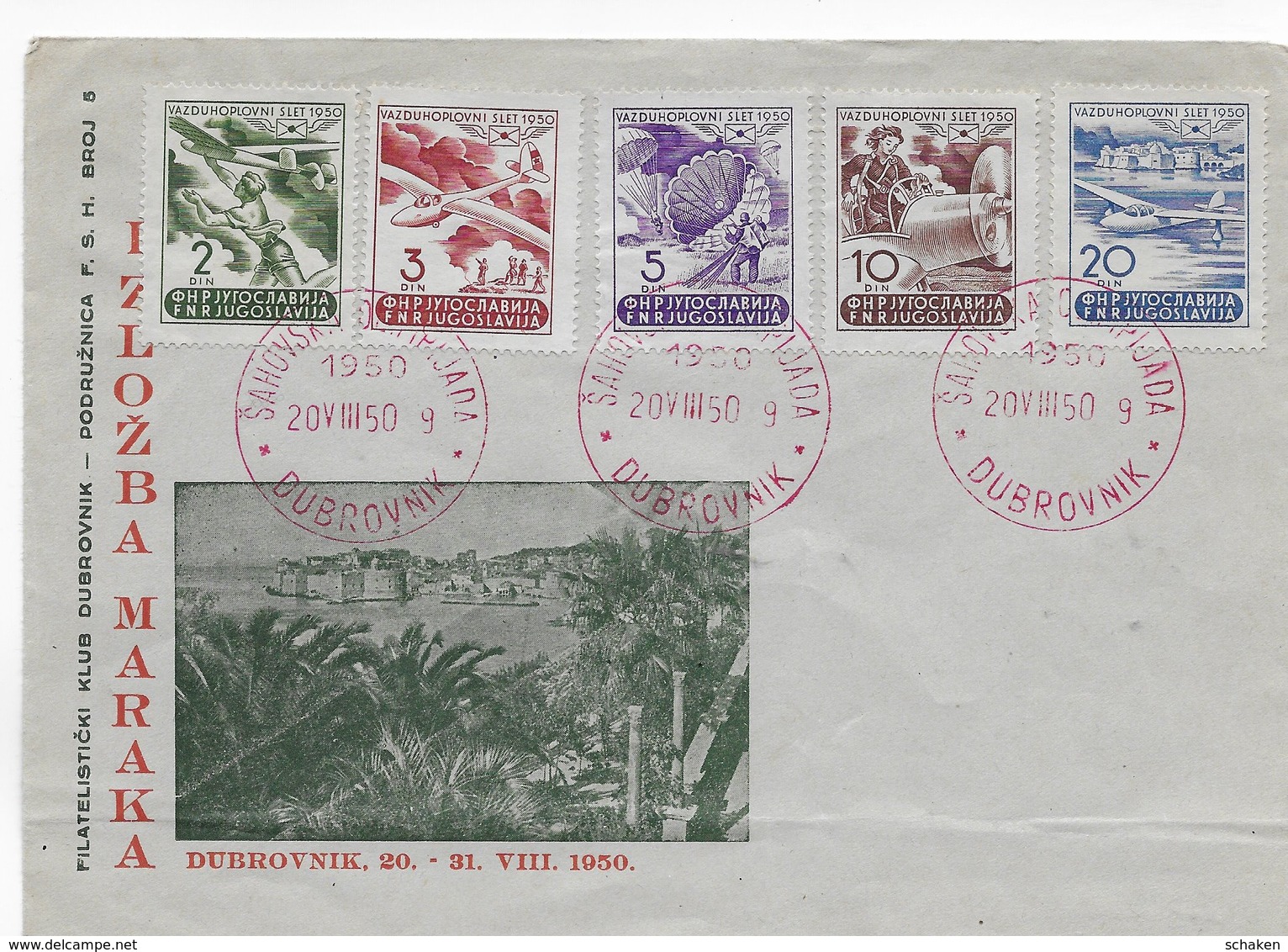 Yugo-Slavia 1950; Chess Ajedrez Olympiad Stampset On Cover With FDC Cancel - Other & Unclassified