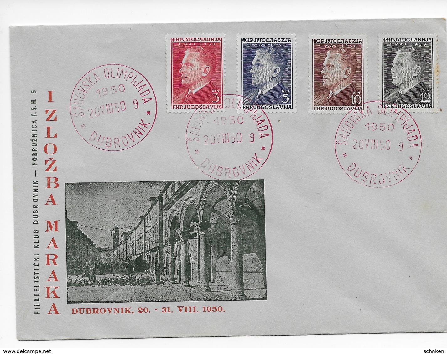 Yugo-Slavia 1950; Chess Ajedrez Olympiad Cancel On Cover - Other & Unclassified