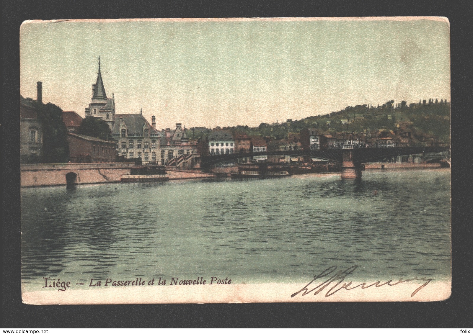 Liège - La Passerelle Et La Nouvelle Poste - Dos Simple - Colrisée - 1904 - Liege