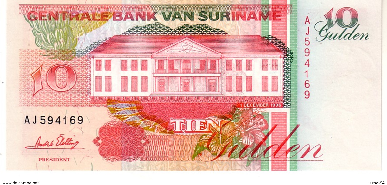 Surinam P.137  10 Gulden 1996 Unc - Suriname