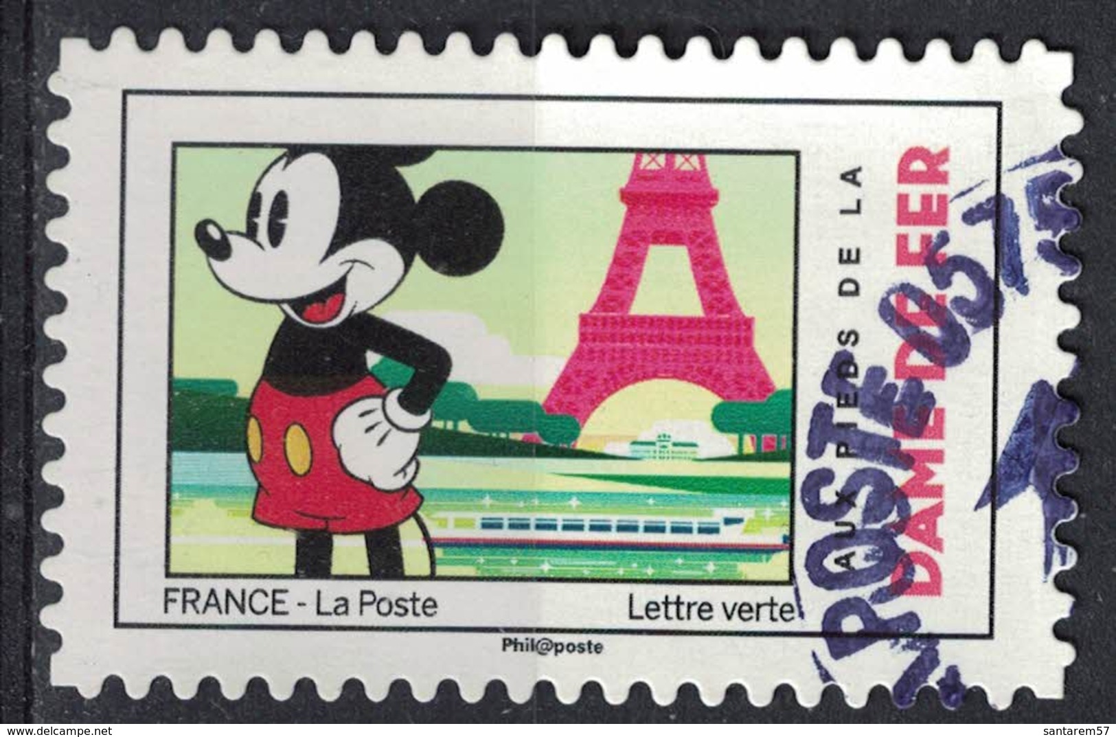 France 2018 Oblitéré Rond Used Mickey Et La France Aux Pieds De La Dame De Fer - Oblitérés