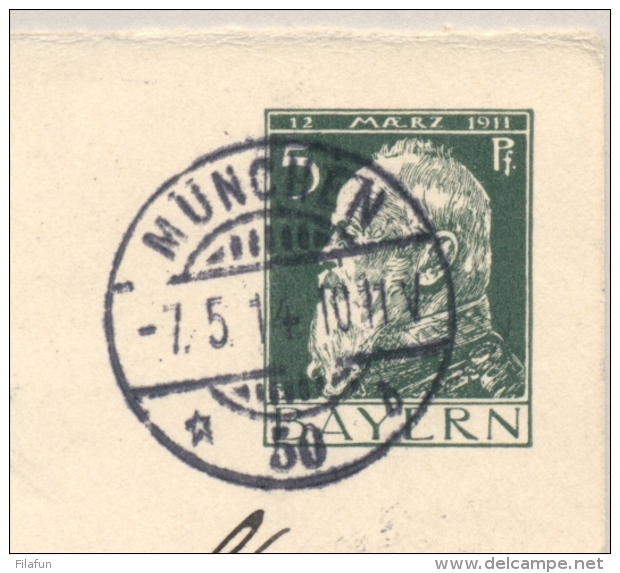 Schweiz - 1914 - 15c Portomarke On Reply-card From München To Splügen - Strafportzegels