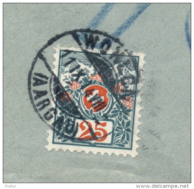 Schweiz - 1914 - 25c Portomarke On Commercial Cover From Mannheim / Deutschland To Wohlen - Strafportzegels