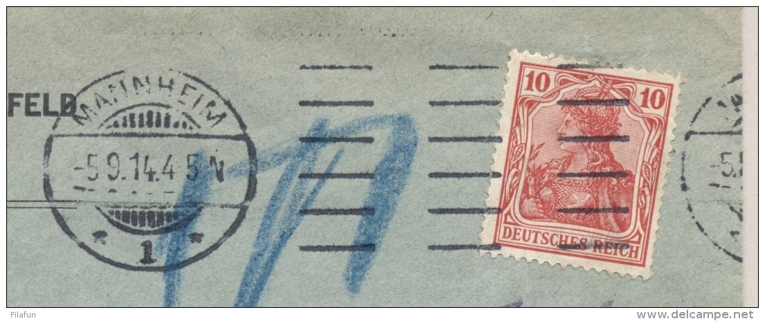 Schweiz - 1914 - 25c Portomarke On Commercial Cover From Mannheim / Deutschland To Wohlen - Strafportzegels