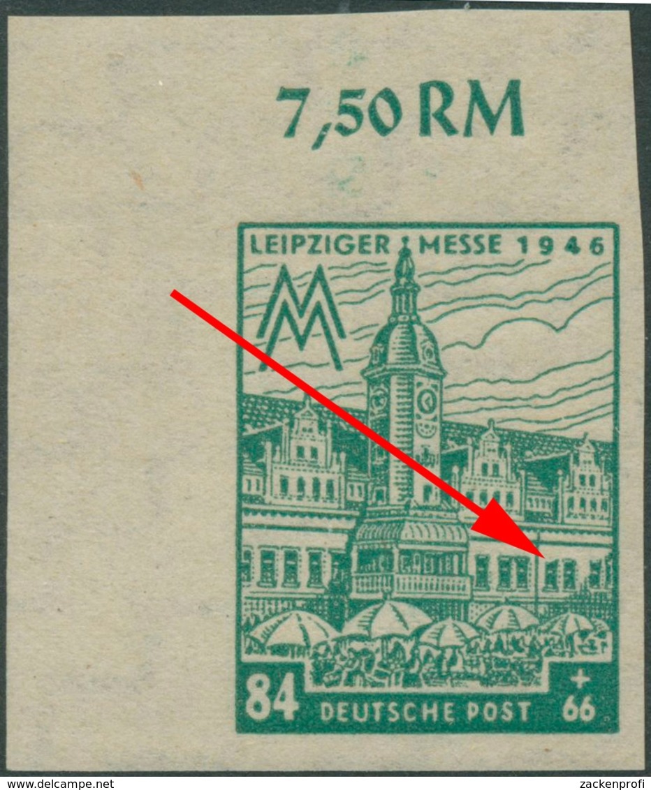 SBZ West-Sachsen 1946 Leipziger Messe Plattenfehler 165 BX VI Postfrisch Ecke - Autres & Non Classés