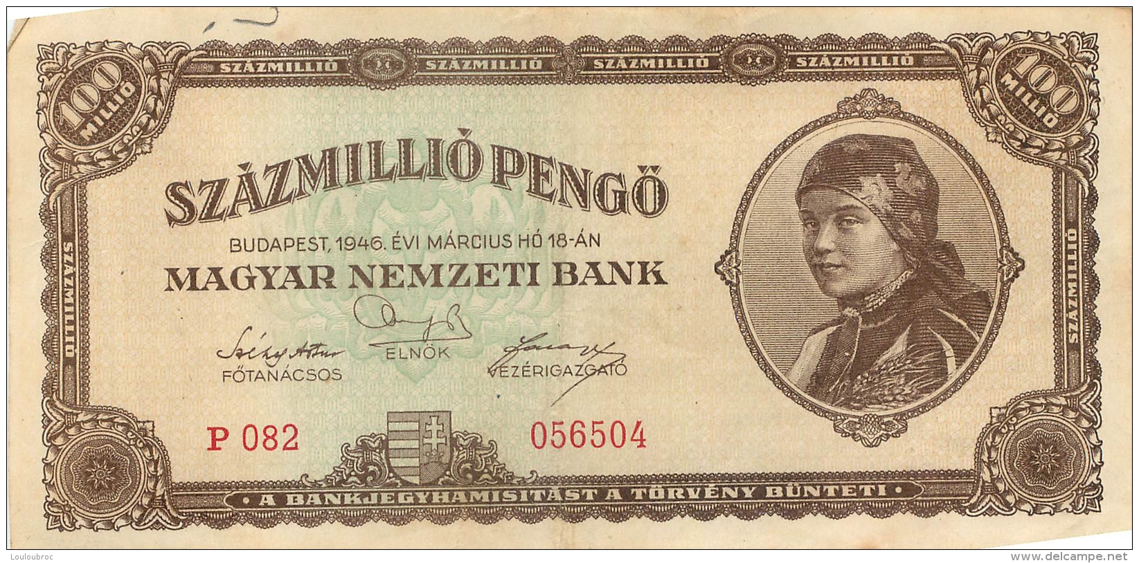 LOT DE 3 BILLETS HONGRIE 100 MILLIO - Hungary