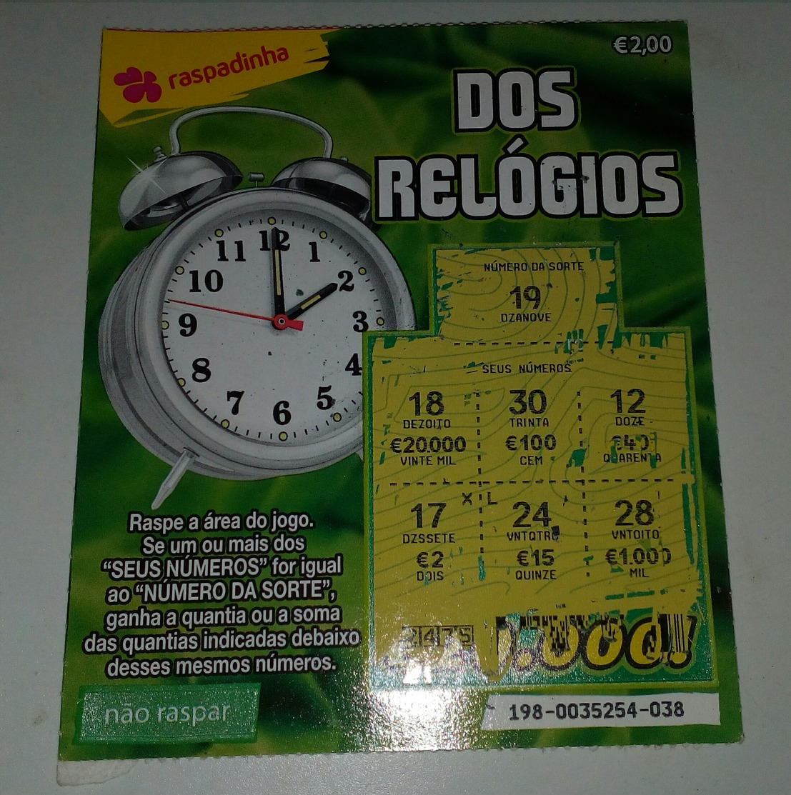 Billet De Loterie Instantanée.Portugal - Lottery Tickets