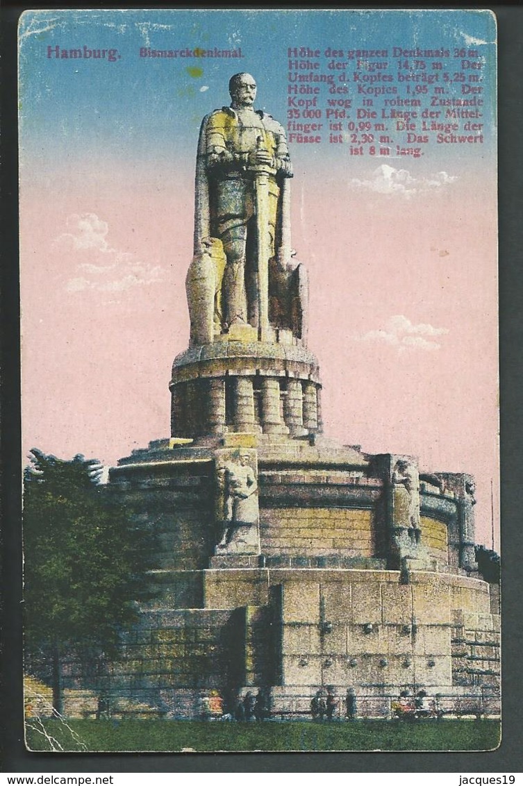 Deutsches Reich Karte Hamburg Bismarckdenkmal Rund 1925 - Andere & Zonder Classificatie