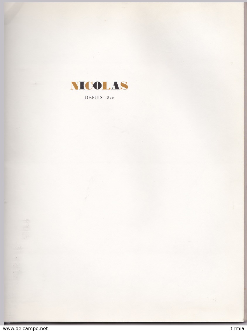 Catalogue Nicolas - LIste des Grands Vins - 1970