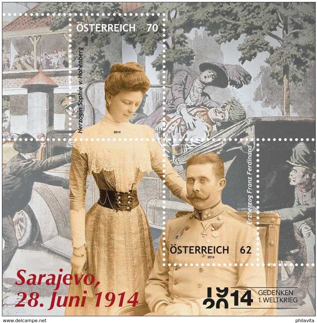 2014 Austria -100 Years Of Start Of WWI - Saraevo Assasination - MS - Paper - MNH** MI B 80 - 1. Weltkrieg