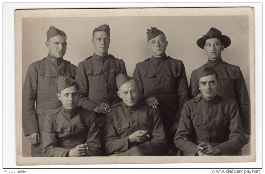 Groupe De Soldats Americains? WWI Ancienne Carte Photo 1914-1918 - Guerre, Militaire