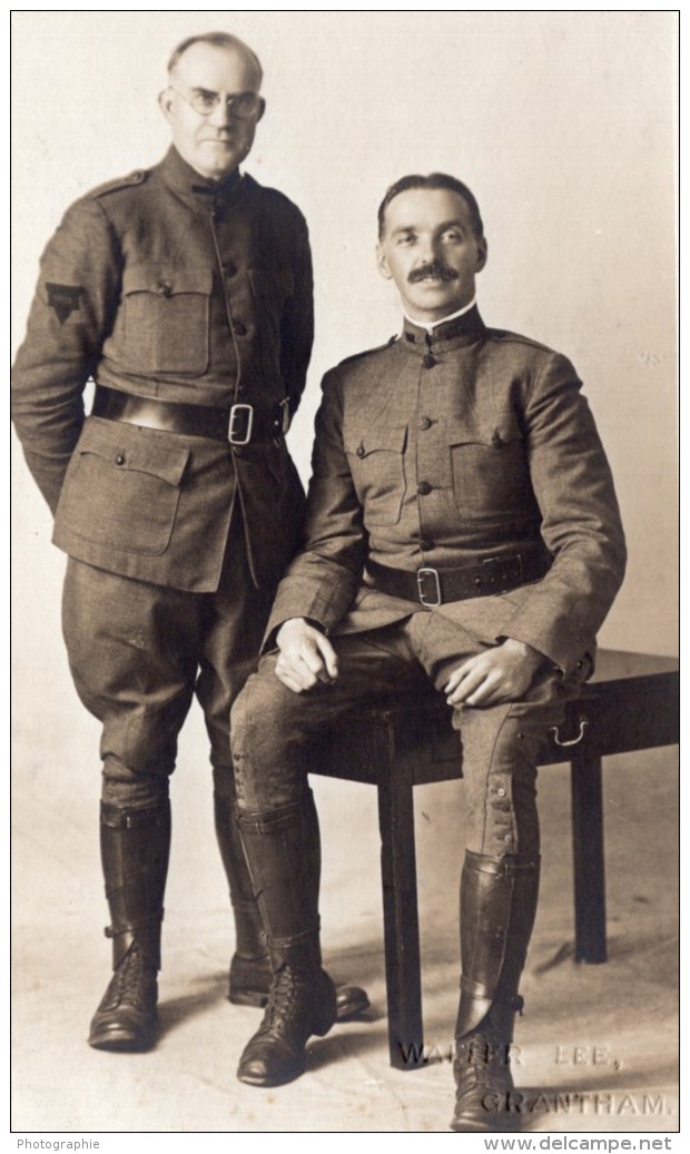 Portrait Hommes En Uniforme YMCA? WWI Ancienne Carte Photo 1914-1918 - Guerre, Militaire