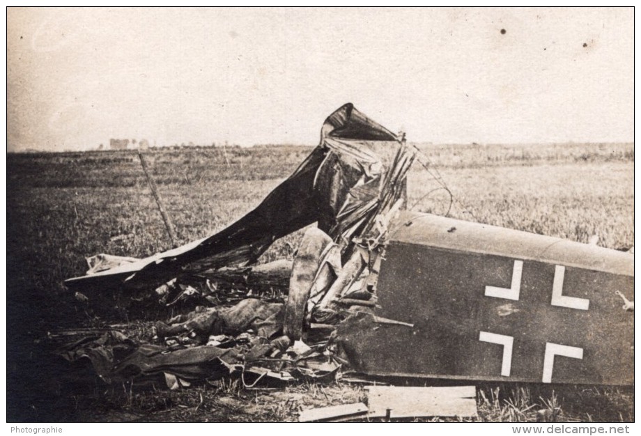 Somme Avion Allemand Descendu Pres De Nesle Aviation WWI Ancienne Photo 1914-1918 - War, Military